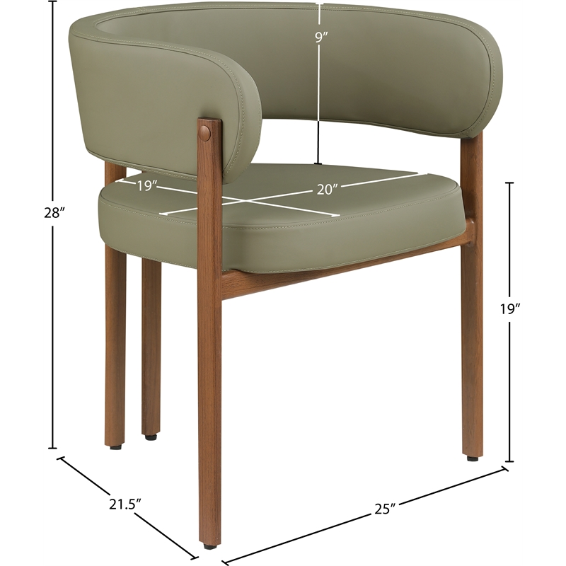 Meridian Furniture Gideon Olive Green Vegan Leather Dining Chair (Set of 2)