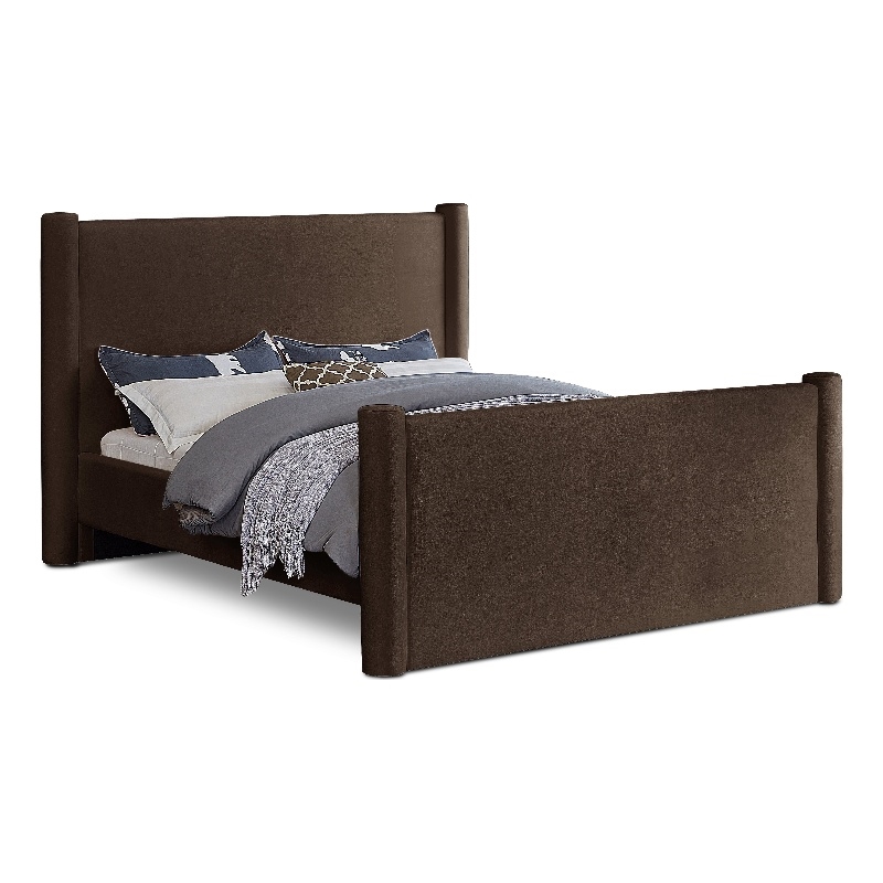 Meridian Furniture Elias Brown Velvet Full Bed