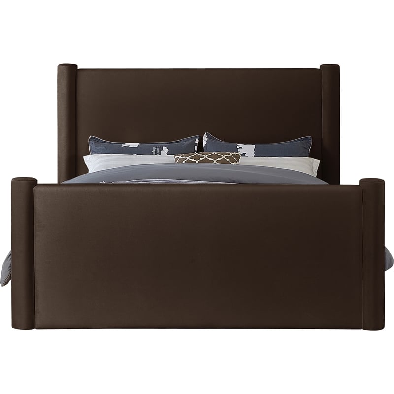 Meridian Furniture Elias Brown Velvet King Bed