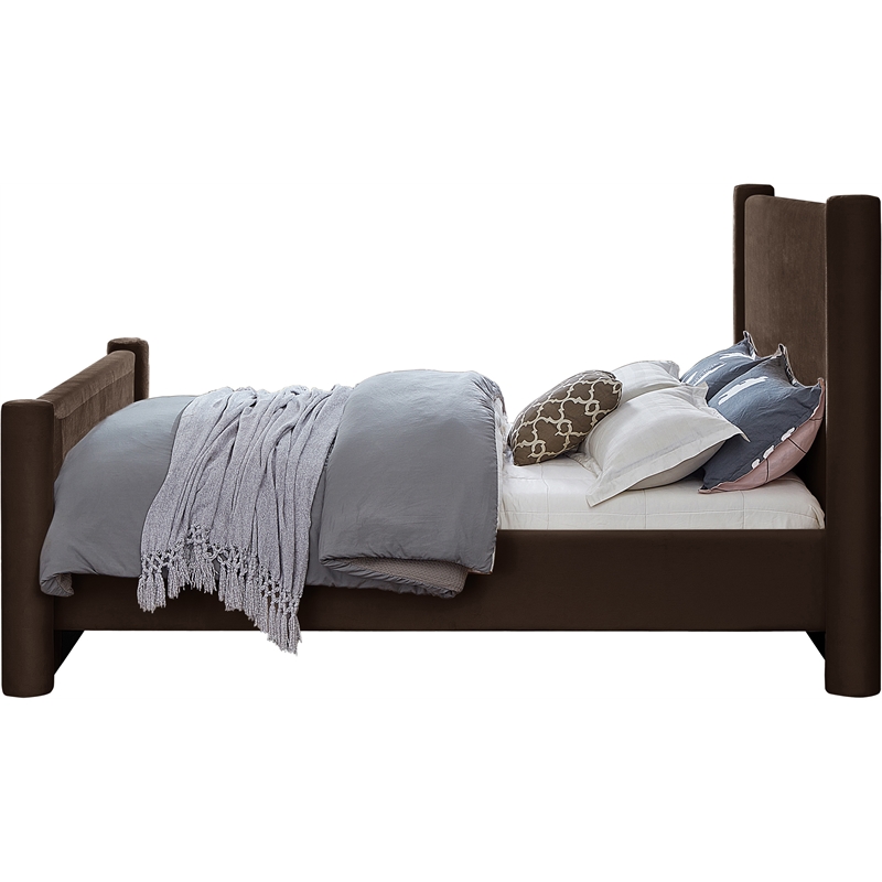 Meridian Furniture Elias Brown Velvet Queen Bed