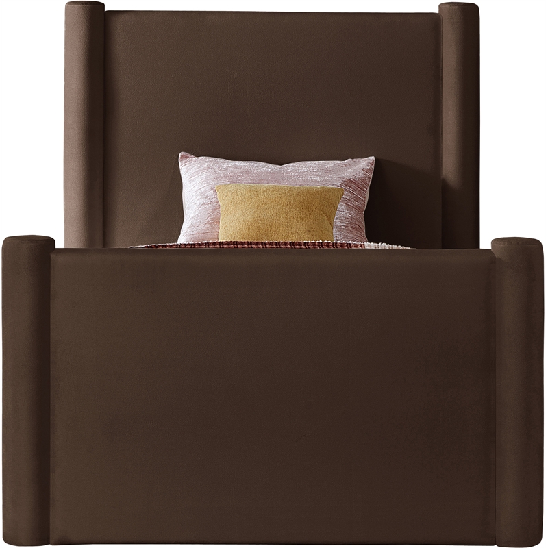 Meridian Furniture Elias Brown Velvet Twin Bed