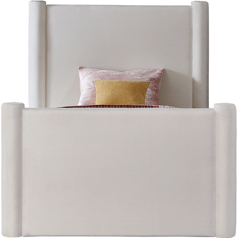 Meridian Furniture Elias Cream Velvet Twin Bed