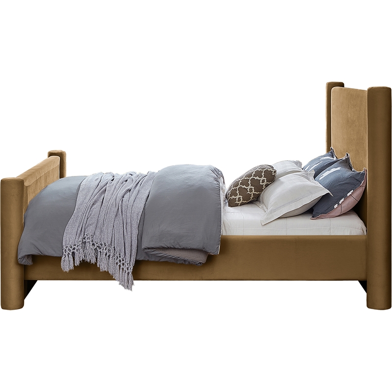 Meridian Furniture Elias Saddle Velvet Full Bed