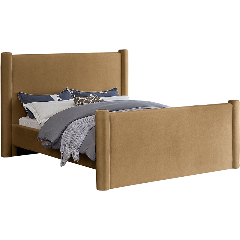 Meridian Furniture Elias Saddle Velvet Queen Bed