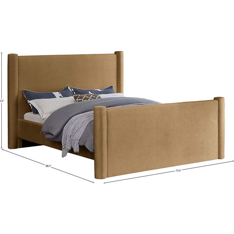 Meridian Furniture Elias Saddle Velvet Queen Bed