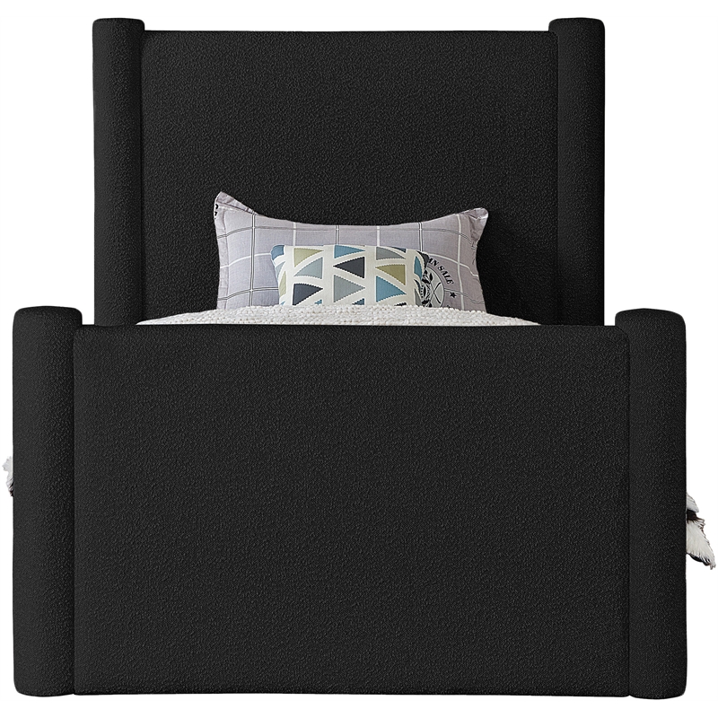 Meridian Furniture Elias Black Boucle Fabric Twin Bed