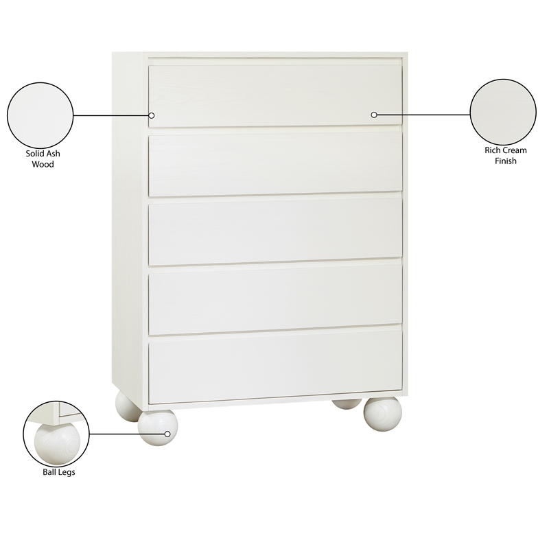 Meridian Furniture Kent Cream Solid Ash Wood Chest