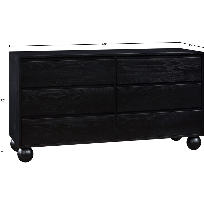Meridian Furniture Kent Black Solid Ash Wood Dresser