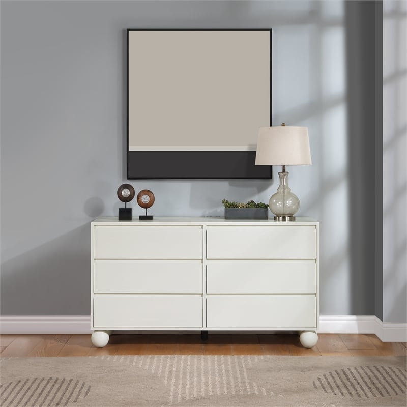 Meridian Furniture Kent Cream Solid Ash Wood Dresser