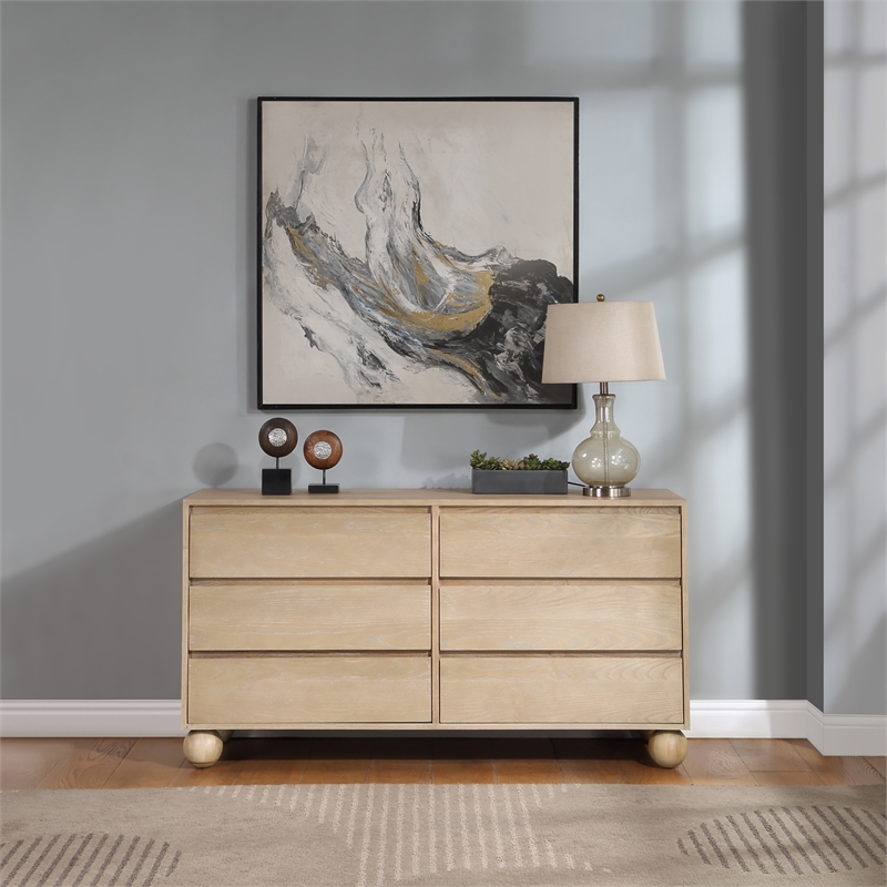 Meridian Furniture Kent Natural Solid Ash Wood Dresser