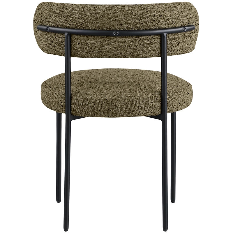 Meridian Furniture Beacon Olive Green Boucle Fabric Dining Chair (Set of 2)