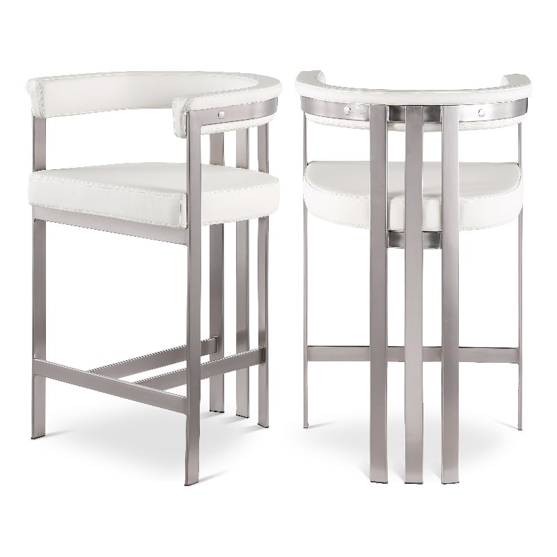 Meridian Furniture Marcello Cream Vegan Leather Counter Stool (Set of 2)