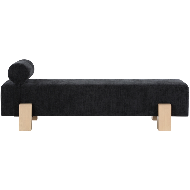 Meridian Furniture Edison Black Chenille Fabric Bench
