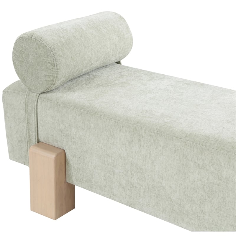 Meridian Furniture Edison Mint Green Chenille Fabric Bench