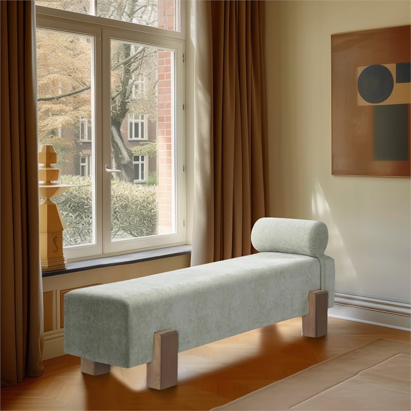 Meridian Furniture Edison Mint Green Chenille Fabric Bench