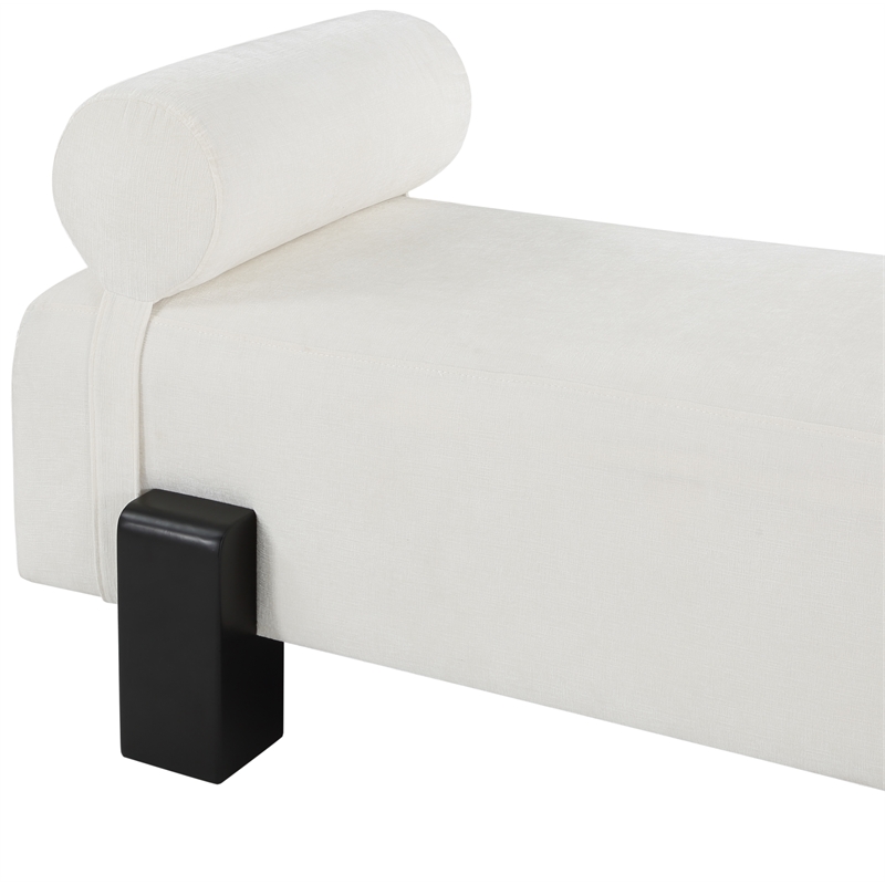 Meridian Furniture Edison Cream Chenille Fabric Bench