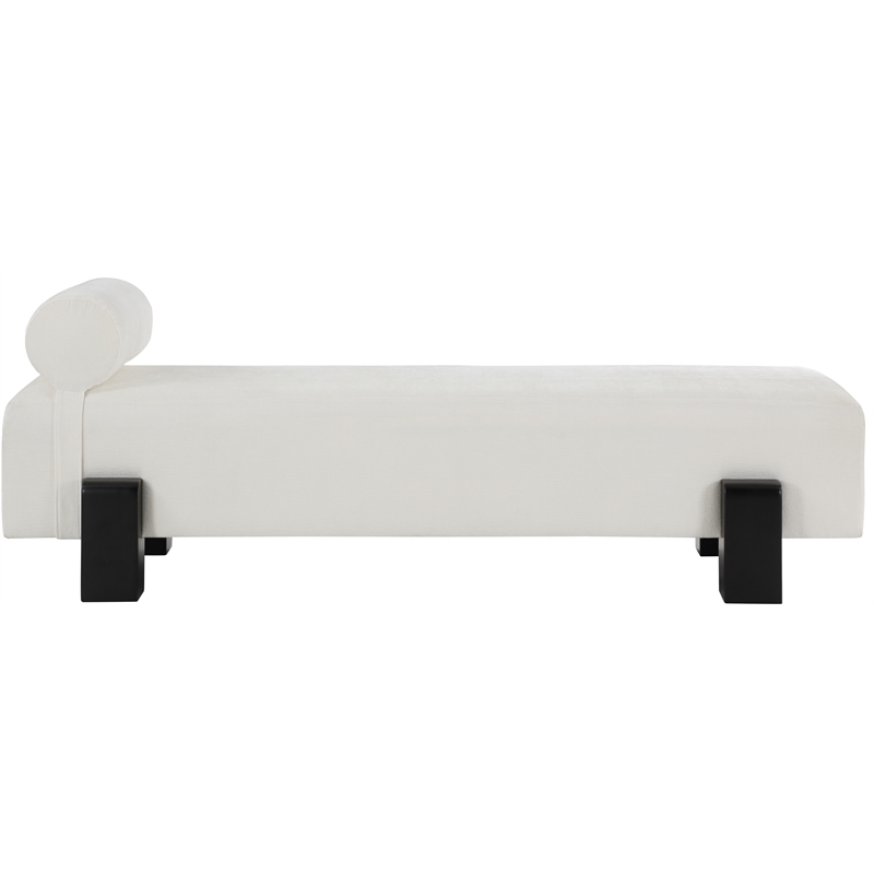 Meridian Furniture Edison Cream Chenille Fabric Bench
