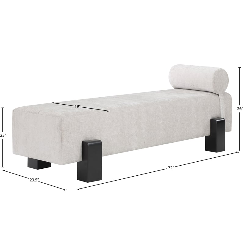 Meridian Furniture Edison Light Grey Chenille Fabric Bench