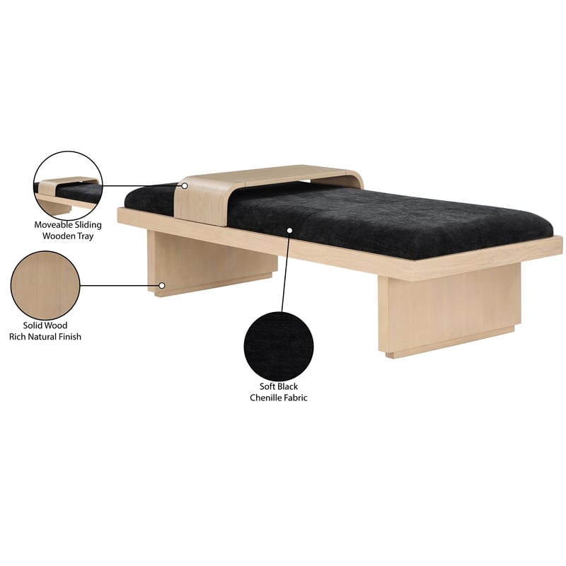 Meridian Furniture Arlington Black Chenille Fabric Bench