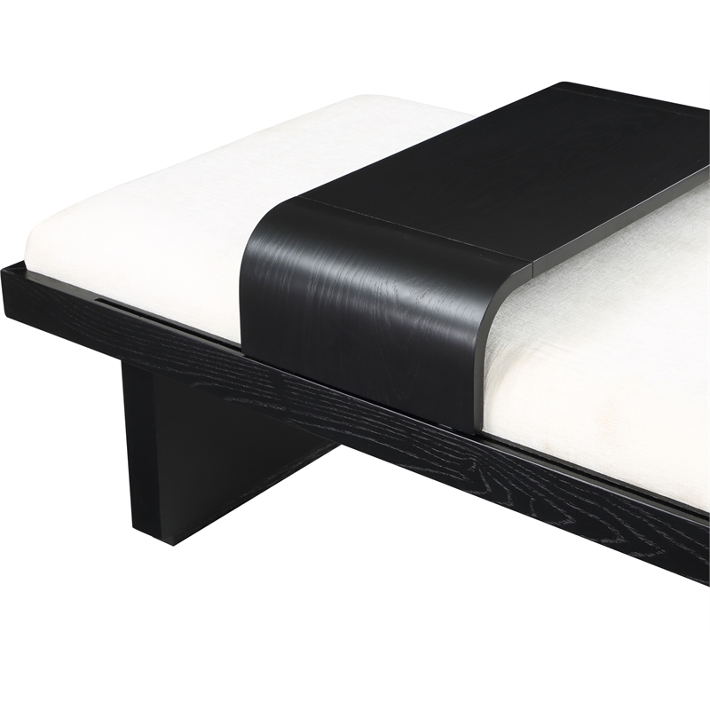 Meridian Furniture Arlington Cream Chenille Fabric Bench
