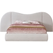 Meridian Furniture Everest Cream Linen Textured Fabric Queen Bed