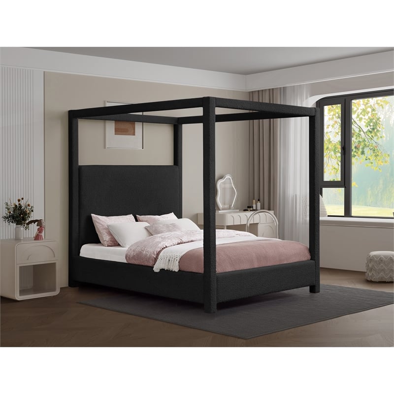 Meridian Furniture Eden Contemporary Boucle Fabric King Bed in Black