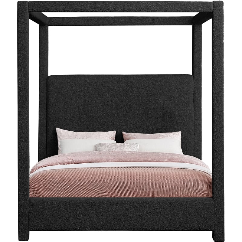 Meridian Furniture Eden Contemporary Boucle Fabric King Bed in Black