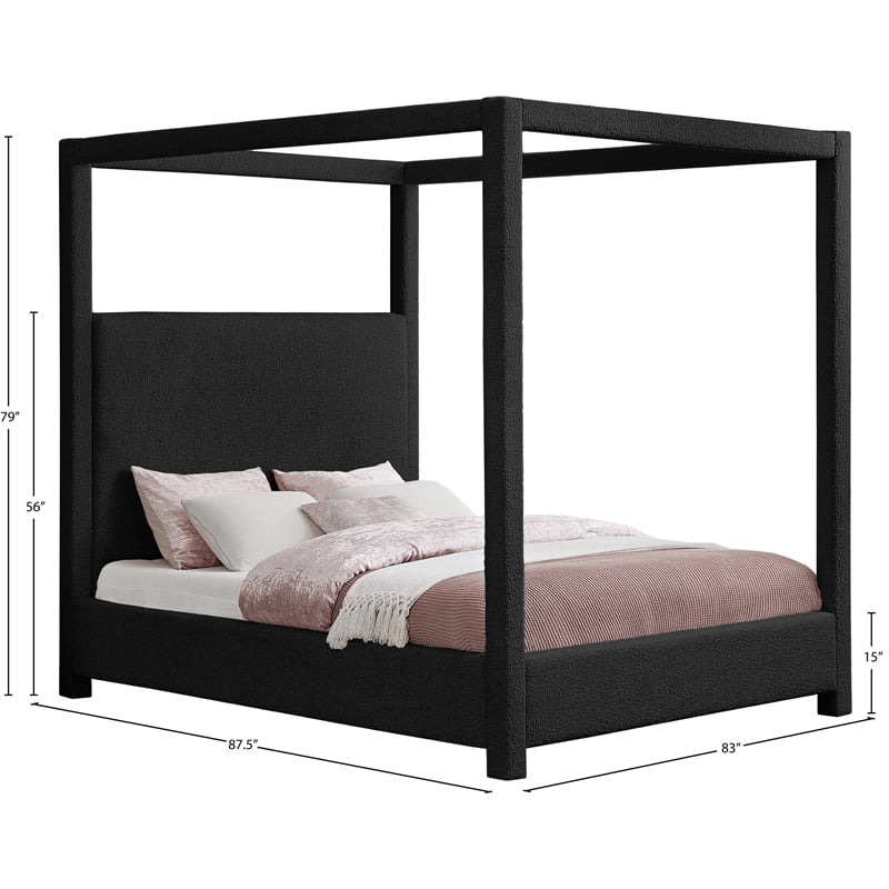 Meridian Furniture Eden Contemporary Boucle Fabric King Bed in Black