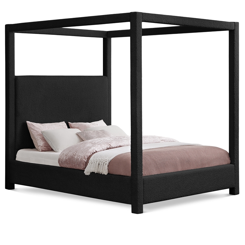 Meridian Furniture Eden Contemporary Boucle Fabric Queen Bed in Black