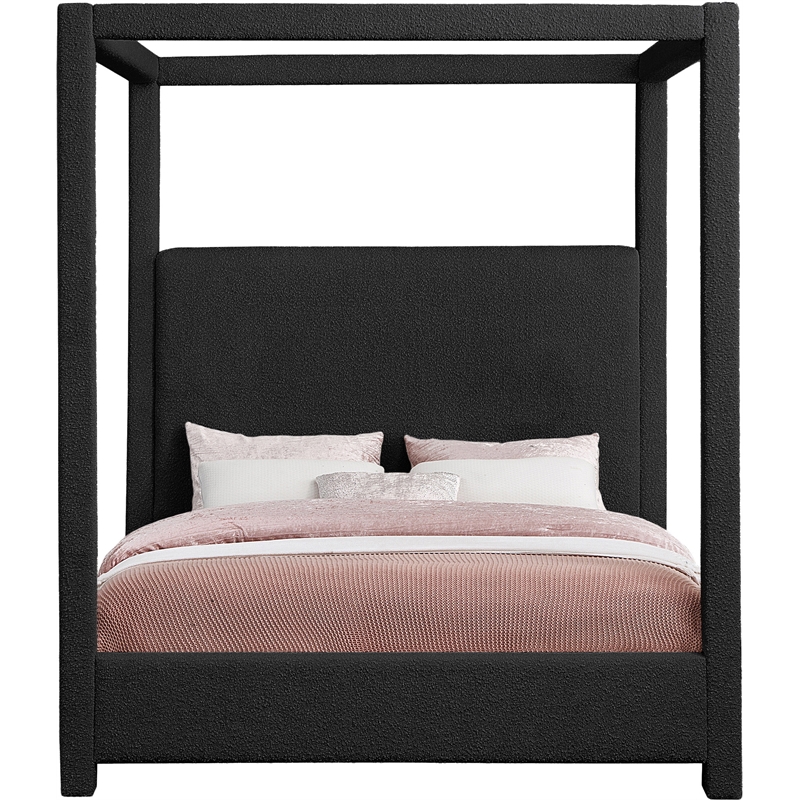 Meridian Furniture Eden Contemporary Boucle Fabric Queen Bed in Black