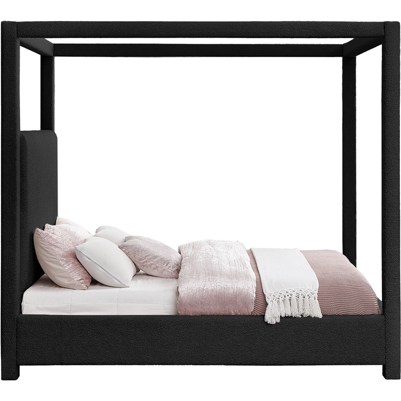 Meridian Furniture Eden Contemporary Boucle Fabric Queen Bed in Black