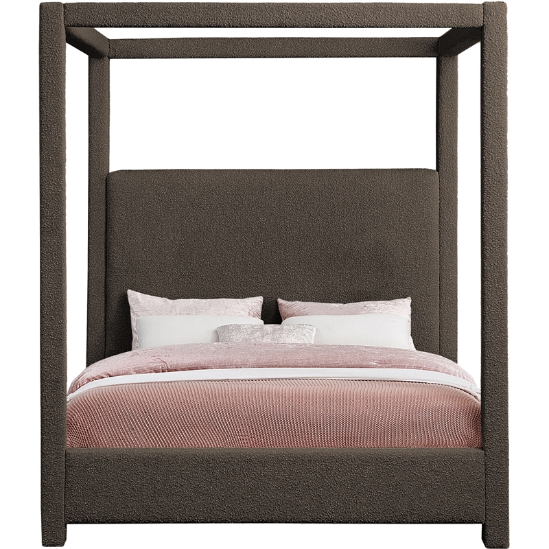 Meridian Furniture Eden Contemporary Boucle Fabric Queen Bed in Brown