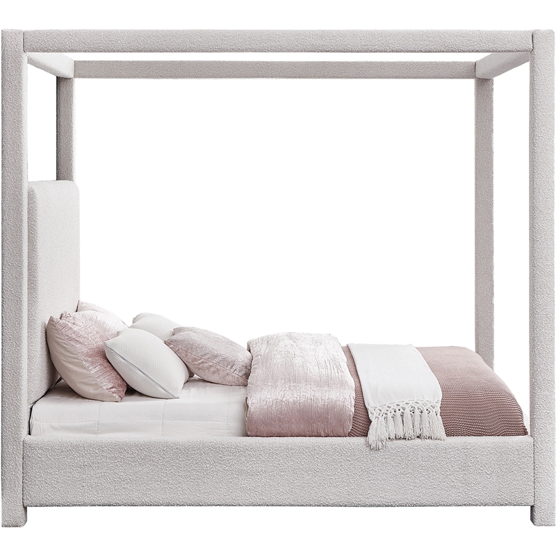 Meridian Furniture Eden Contemporary Boucle Fabric King Bed in Cream