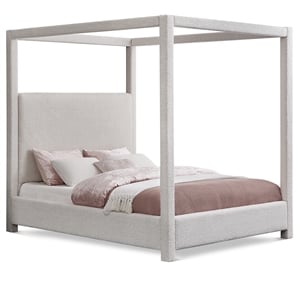 Meridian Furniture Eden Contemporary Boucle Fabric Queen Bed in Cream