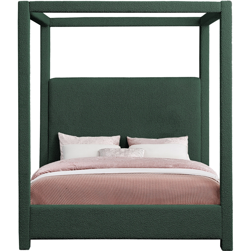 Meridian Furniture Eden Contemporary Boucle Fabric King Bed in Green