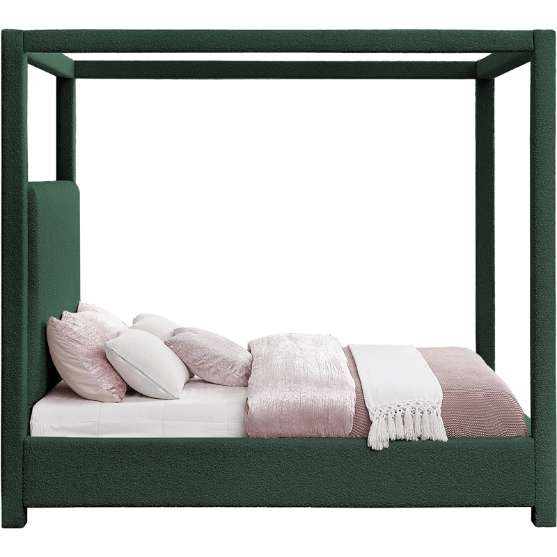 Meridian Furniture Eden Contemporary Boucle Fabric Queen Bed in Green