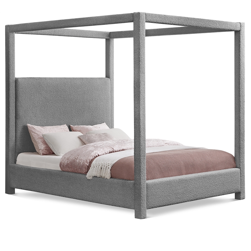 Meridian Furniture Eden Contemporary Boucle Fabric King Bed in Gray