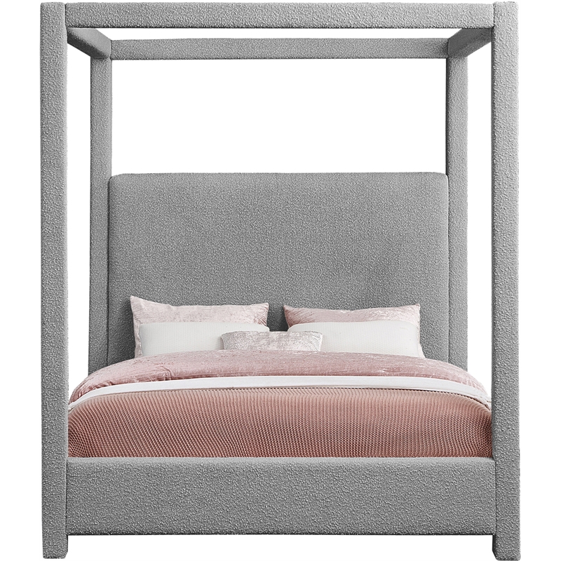 Meridian Furniture Eden Contemporary Boucle Fabric King Bed in Gray