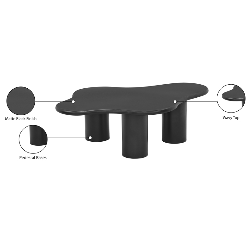 Meridian Furniture Romaine Contemporary Metal Coffee Table in Matte Black