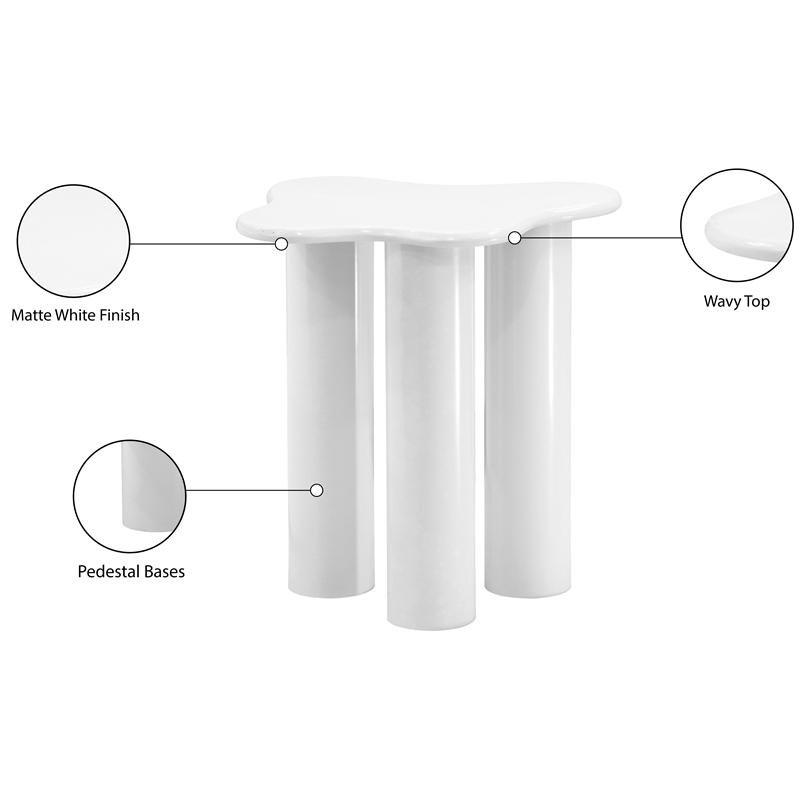 Meridian Furniture Romaine Contemporary Metal End Table in White