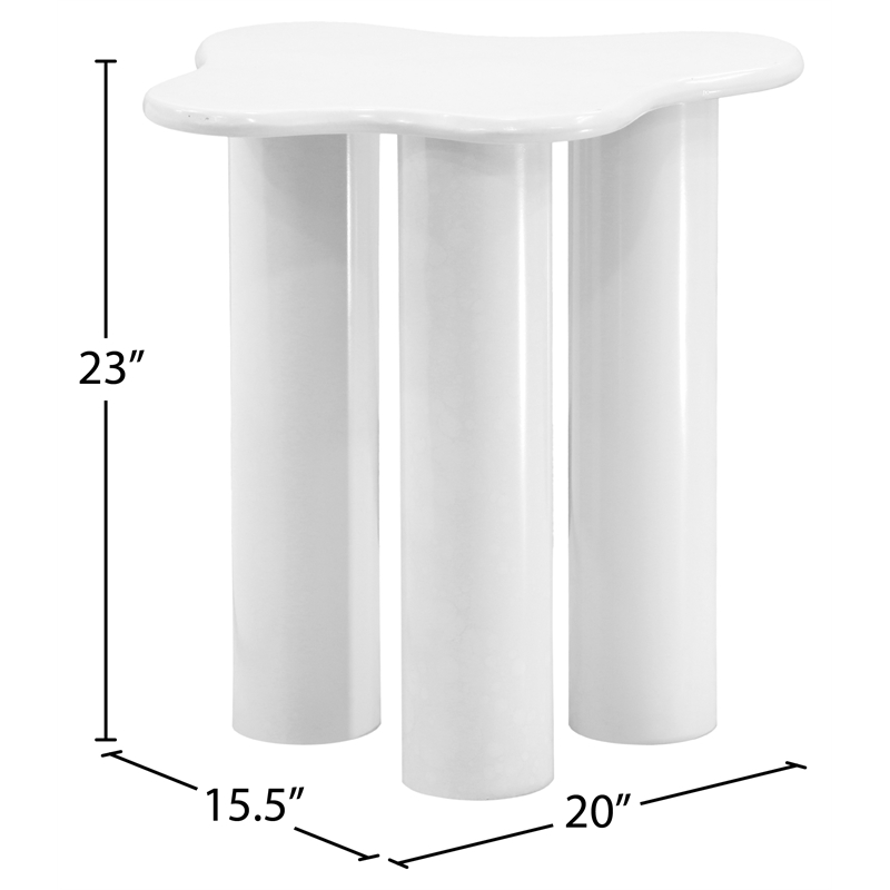 Meridian Furniture Romaine Contemporary Metal End Table in White
