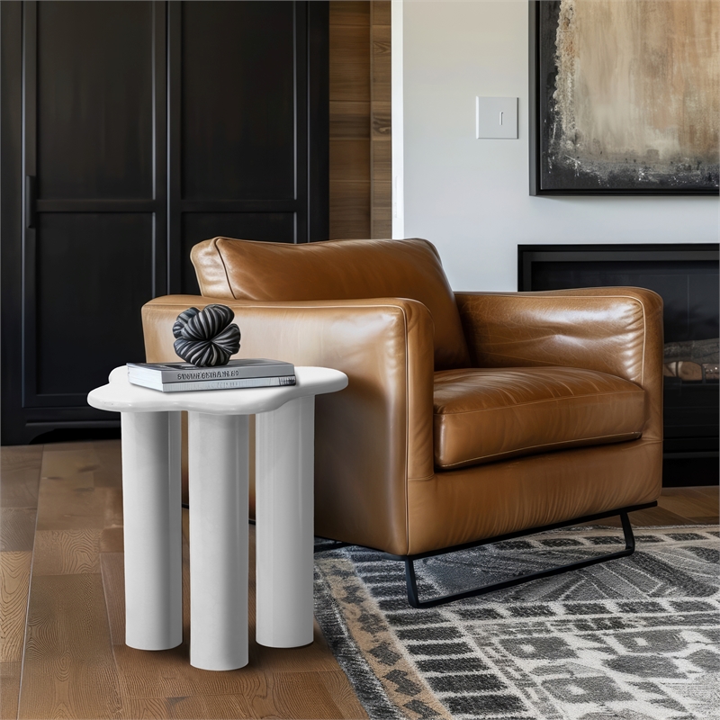 Meridian Furniture Romaine Contemporary Metal End Table in White