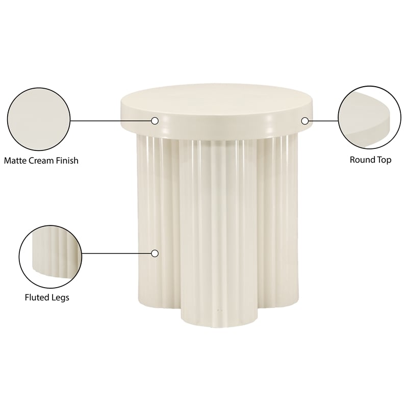 Meridian Furniture Rhodes Contemporary Metal End Table in Cream
