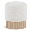 Meridian Furniture Veranda Boucle Fabric Ottoman/Stool in Cream/Natural