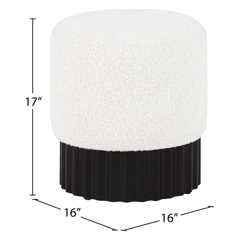 Meridian Furniture Veranda Boucle Fabric Ottoman/Stool in Cream/Black