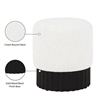 Meridian Furniture Veranda Boucle Fabric Ottoman/Stool in Cream/Black