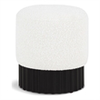 Meridian Furniture Veranda Boucle Fabric Ottoman/Stool in Cream/Black