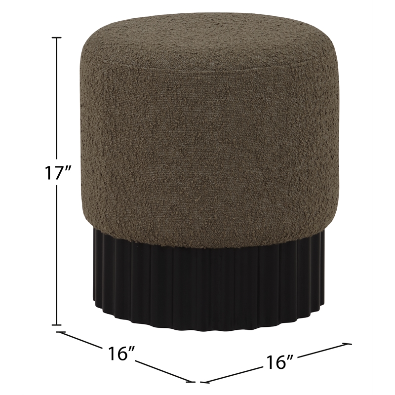 Meridian Furniture Veranda Boucle Fabric Ottoman/Stool in Olive/Black