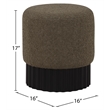 Meridian Furniture Veranda Boucle Fabric Ottoman/Stool in Olive/Black