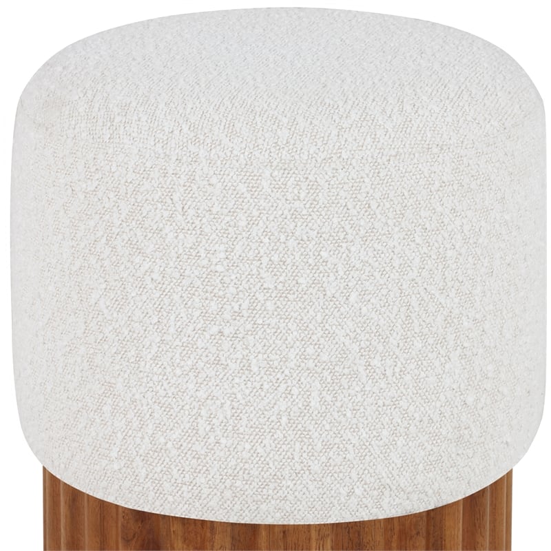 Meridian Furniture Veranda Boucle Fabric Ottoman/Stool in Cream/Brown